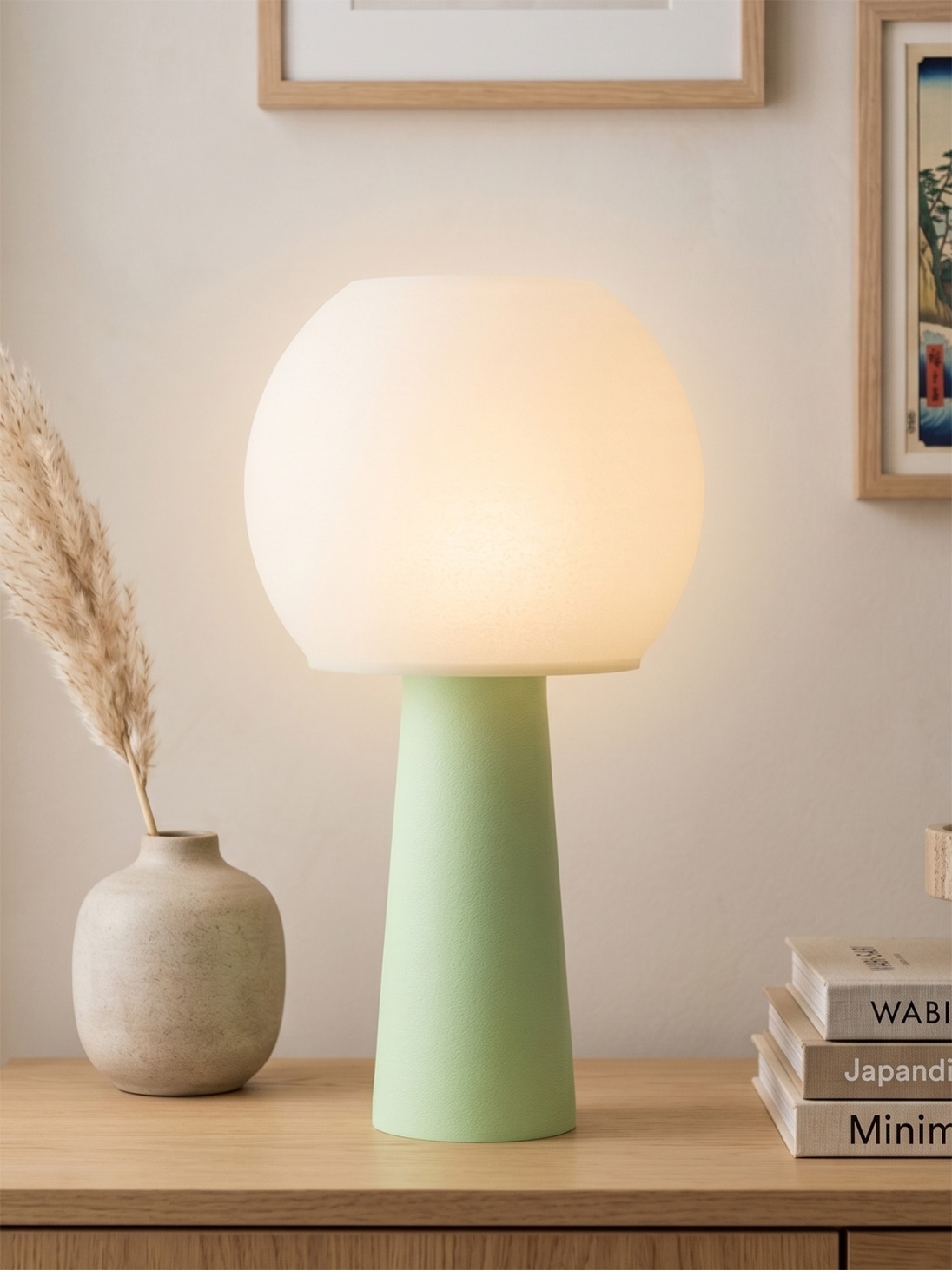 Clarisse – Lampe à poser pastel verte, large