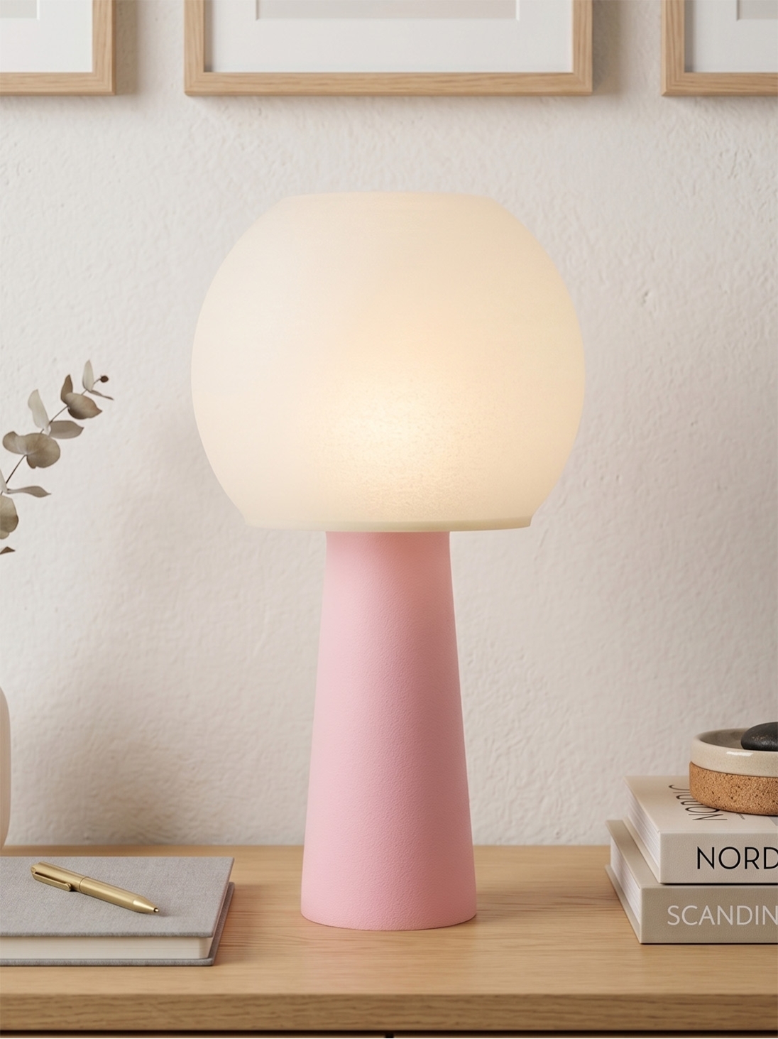 Clarisse – Lampe à poser pastel rose, large