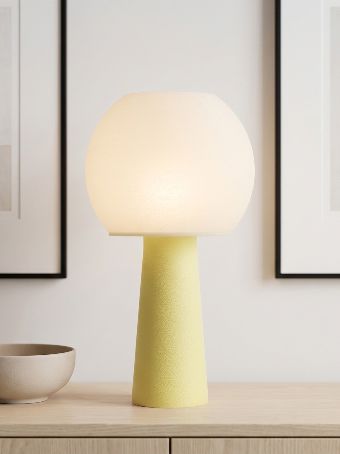 Clarisse – Lampe à poser pastel jaune, large Clarisse – Lampe à poser pastel jaune, large