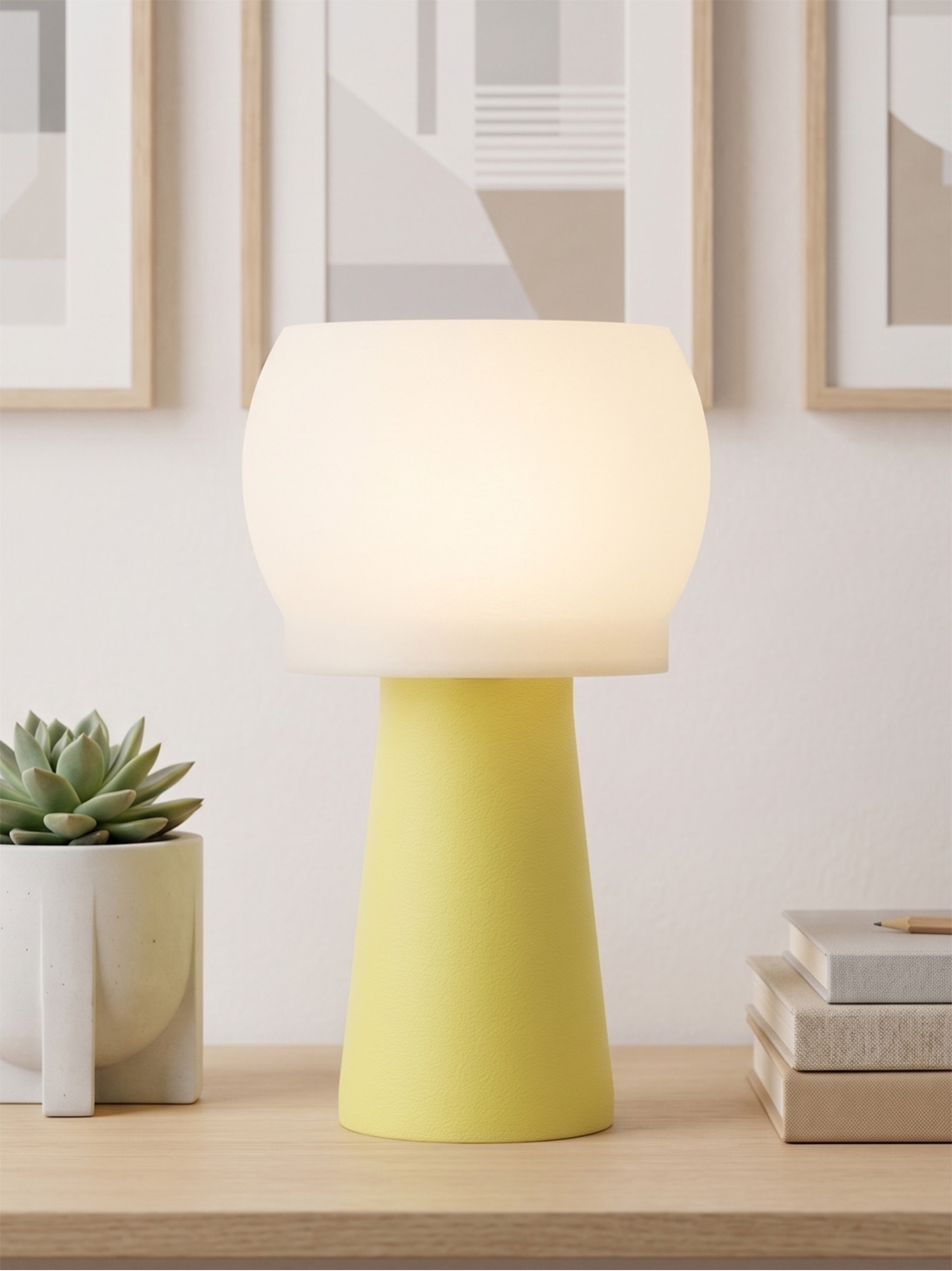 Clemence – Lampe à poser pastel jaune, médium