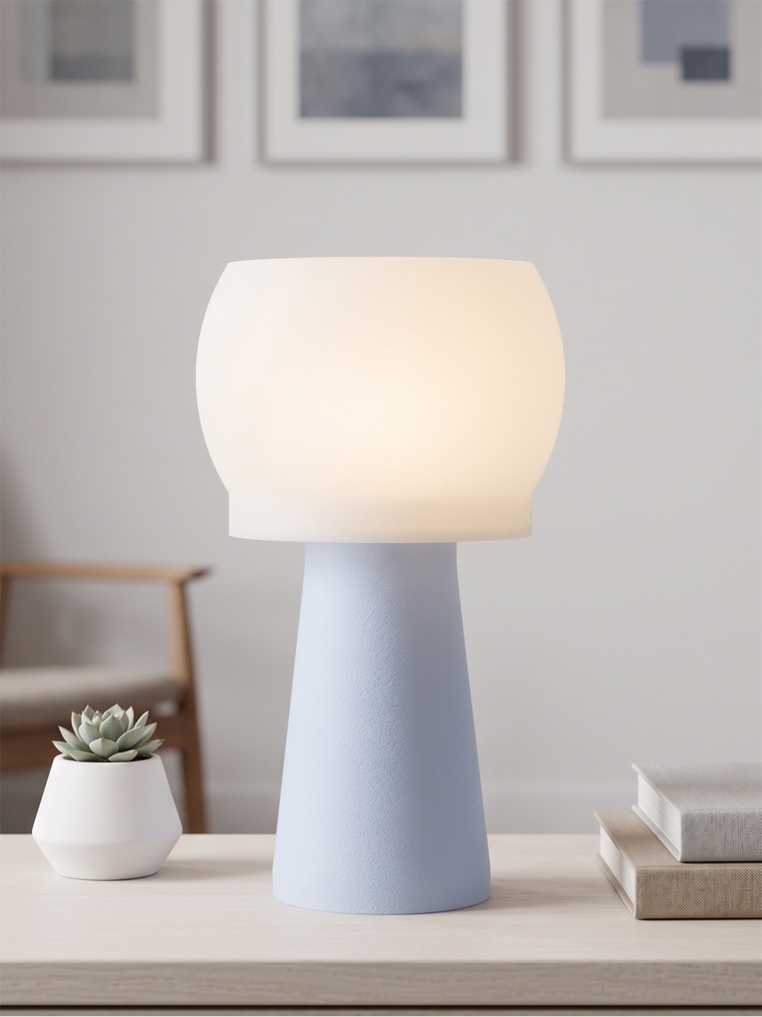 Clemence – Lampe à poser pastel bleu, médium