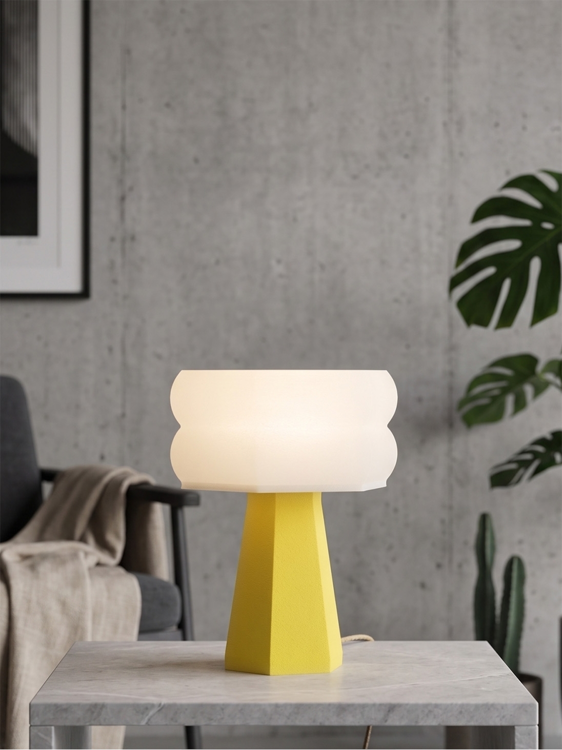 Aline – Lampe à poser granit jaune, small