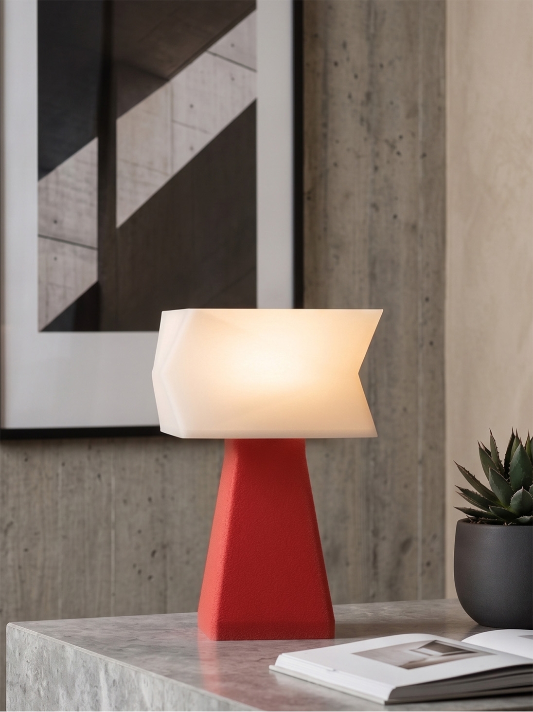 Juliane – Lampe à poser granit rouge, small