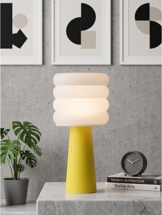 Coralie – Lampe à poser granit jaune, large