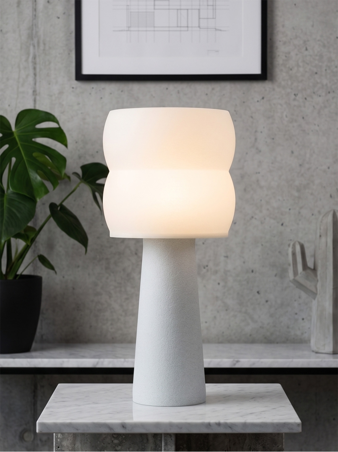Stella – Lampe à poser granit grise, large Stella – Lampe à poser granit grise, large