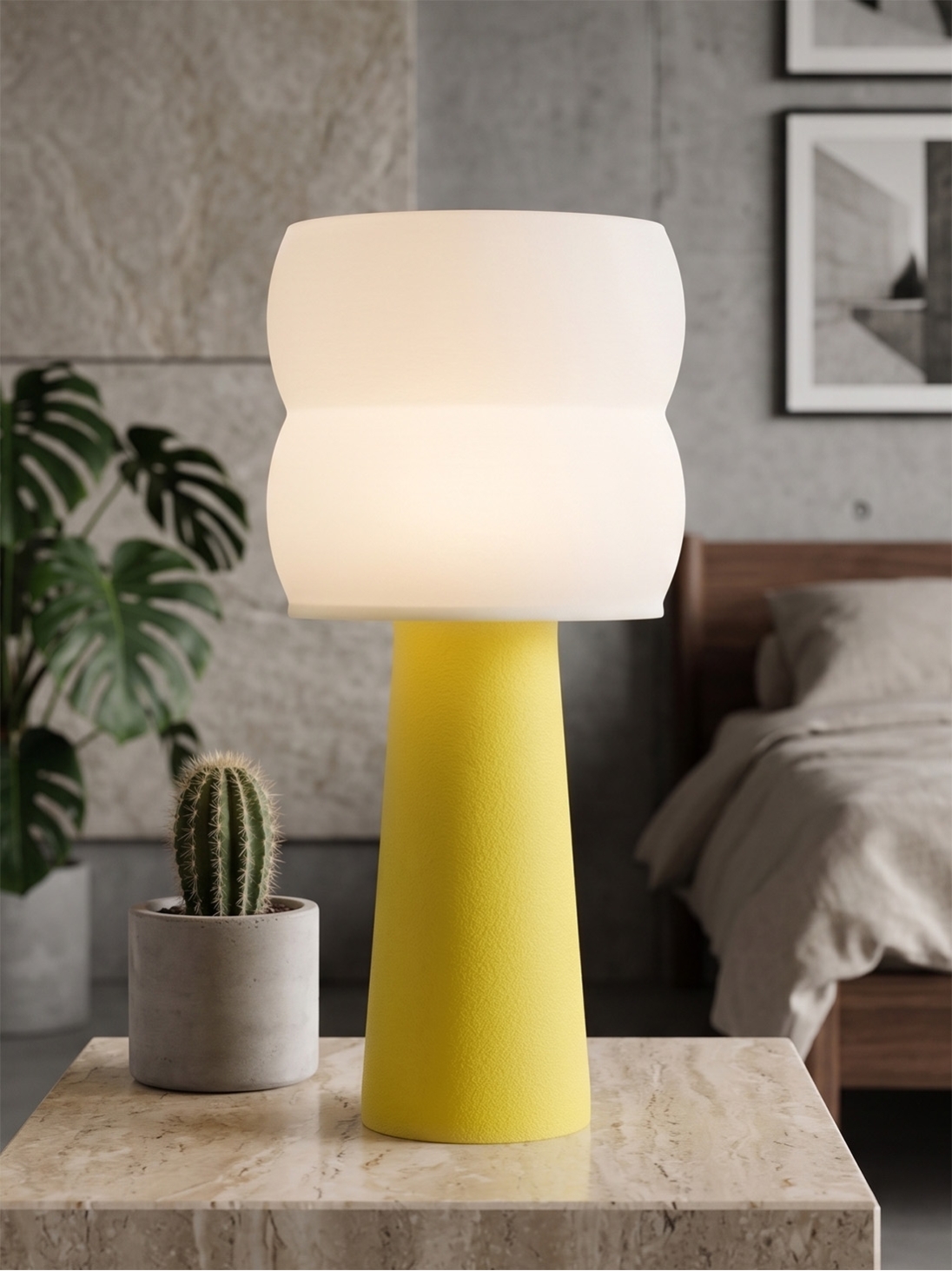 Stella – Lampe à poser granit jaune, large Stella – Lampe à poser granit jaune, large