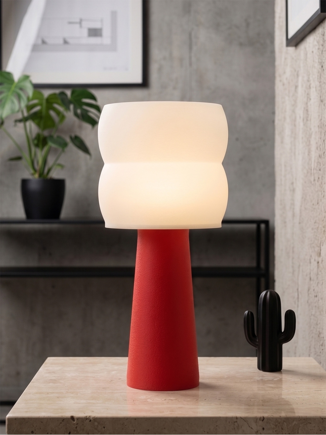 Stella – Lampe à poser granit rouge, large