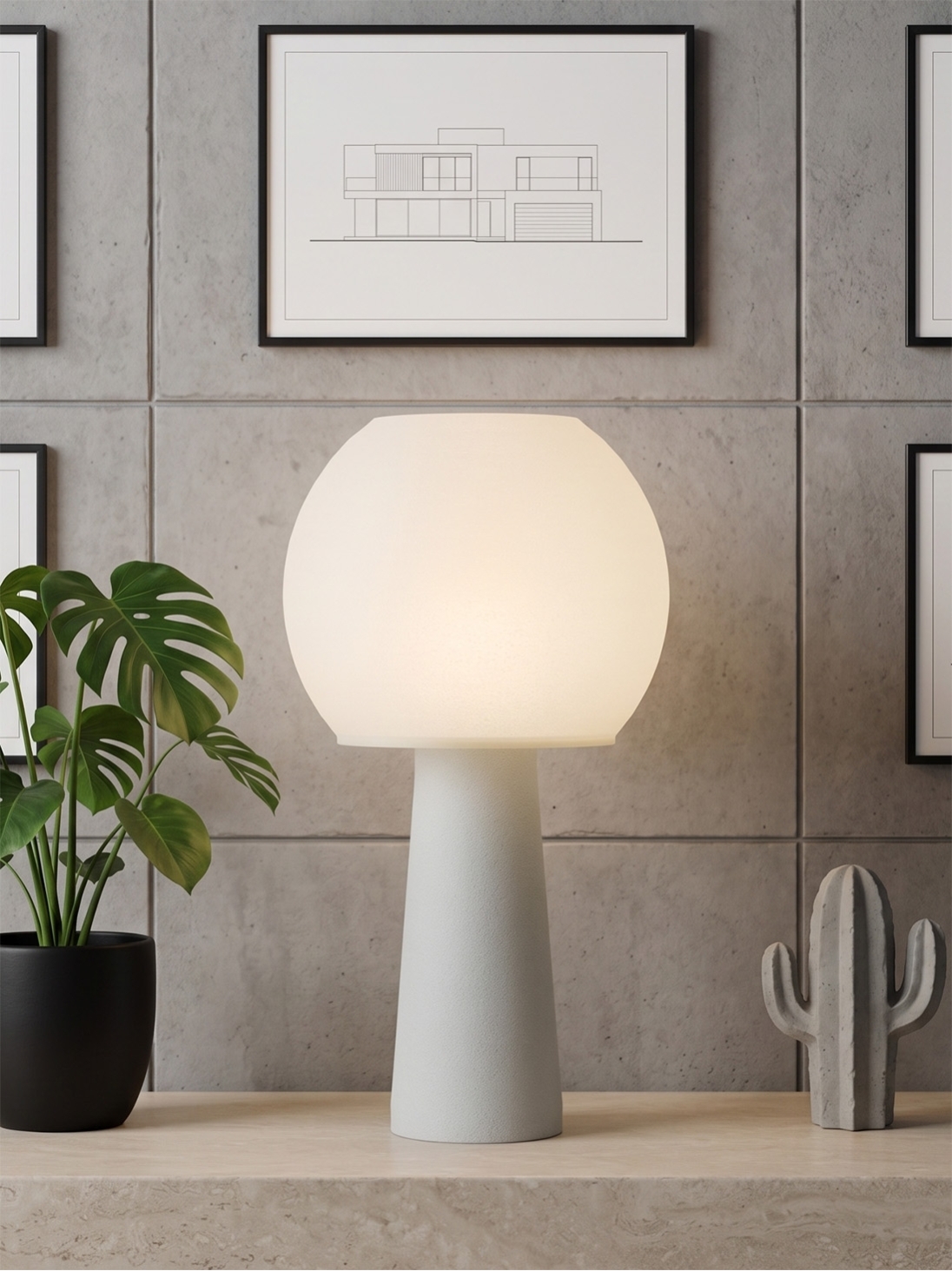 Clarisse – Lampe à poser granit grise, large