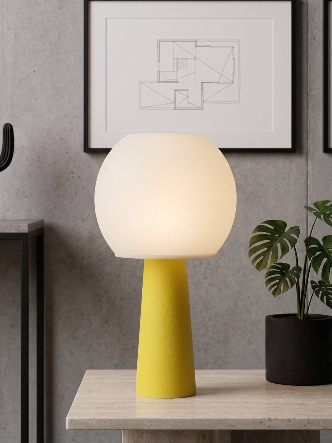 Clarisse – Lampe à poser granit jaune, large Clarisse – Lampe à poser granit jaune, large