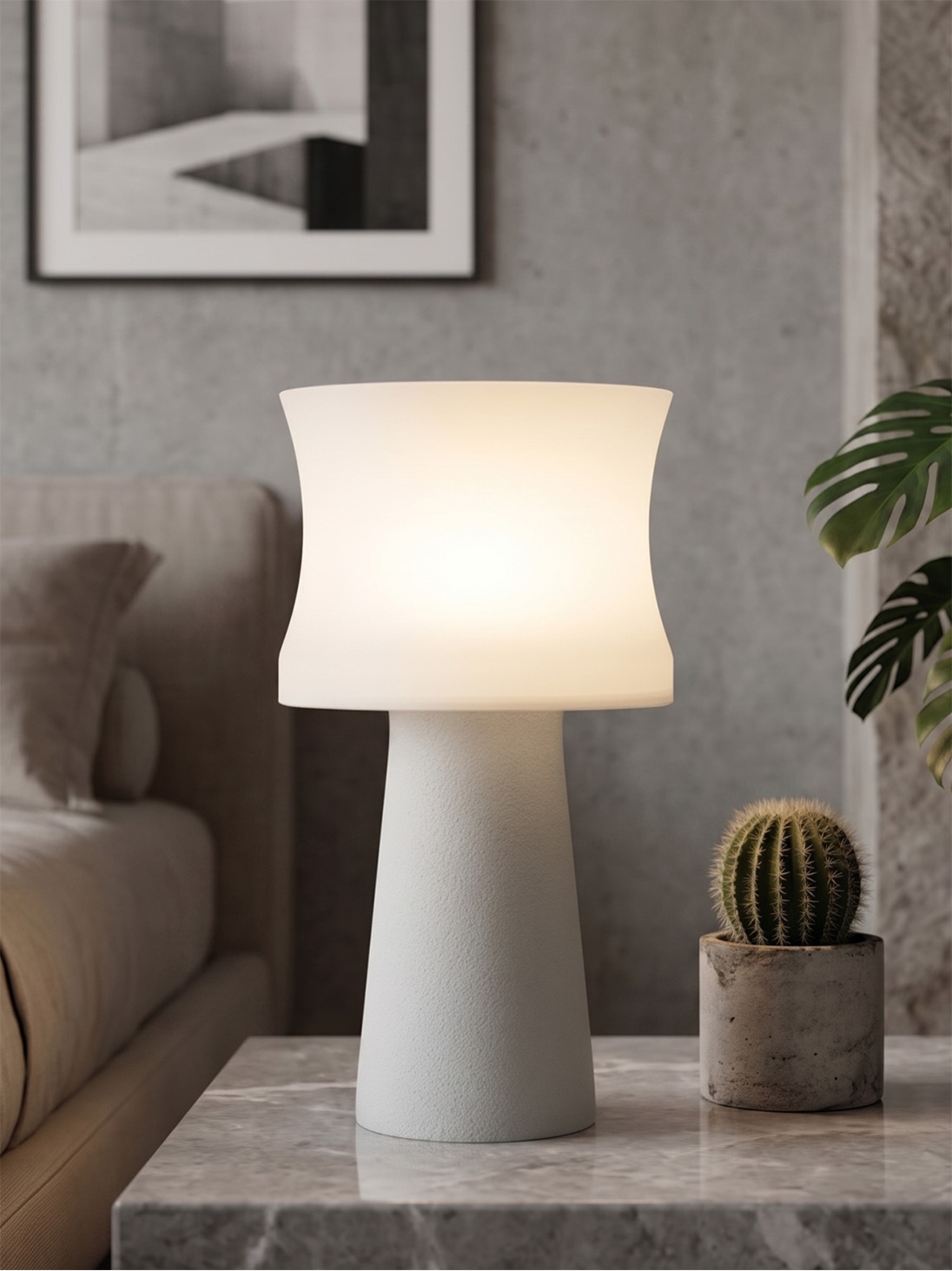 Aurélie – Lampe à poser granit grise, médium