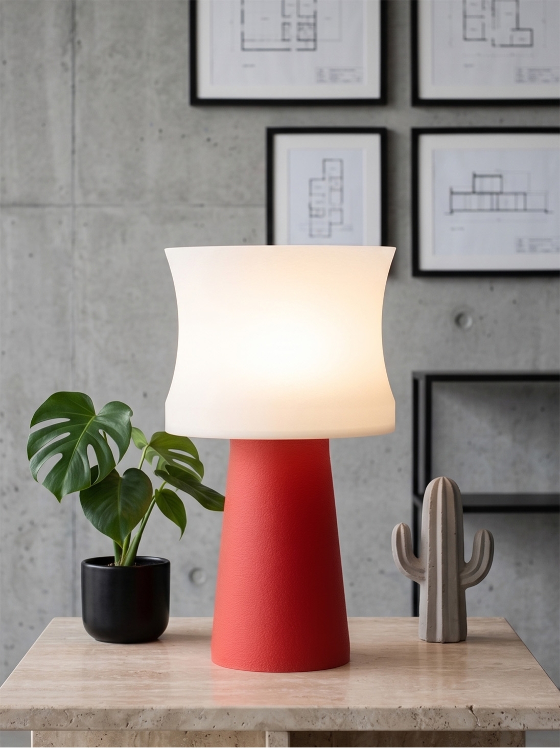 Aurélie – Lampe à poser design, base Granit & abat-jour coquilles Saint-Jacques