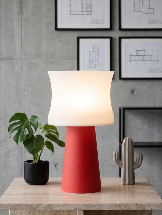 Aurélie – Lampe à poser design, base Granit & abat-jour coquilles Saint-Jacques