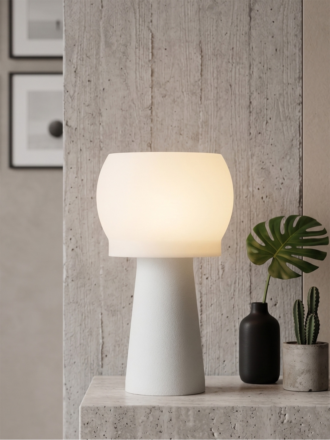 Clemence – Lampe à poser granit grise, médium