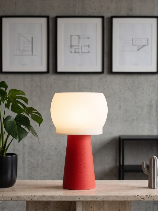 Clemence – Lampe à poser granit rouge, médium