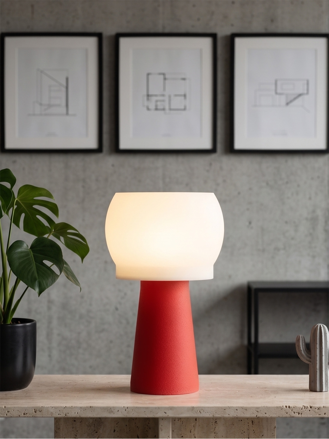 Clemence – Lampe à poser granit rouge, médium