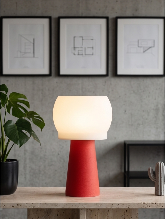 Clemence – Lampe à poser granit rouge, médium