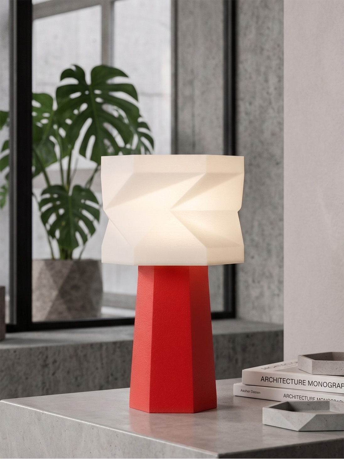 Elise – Lampe à poser granit rouge, médium