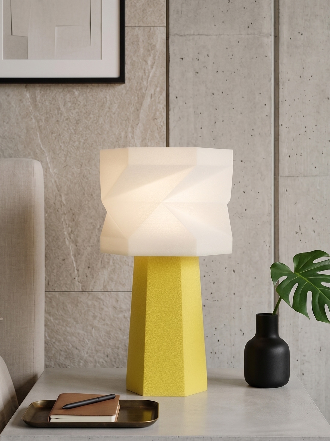 Elise – Lampe à poser granit jaune, médium