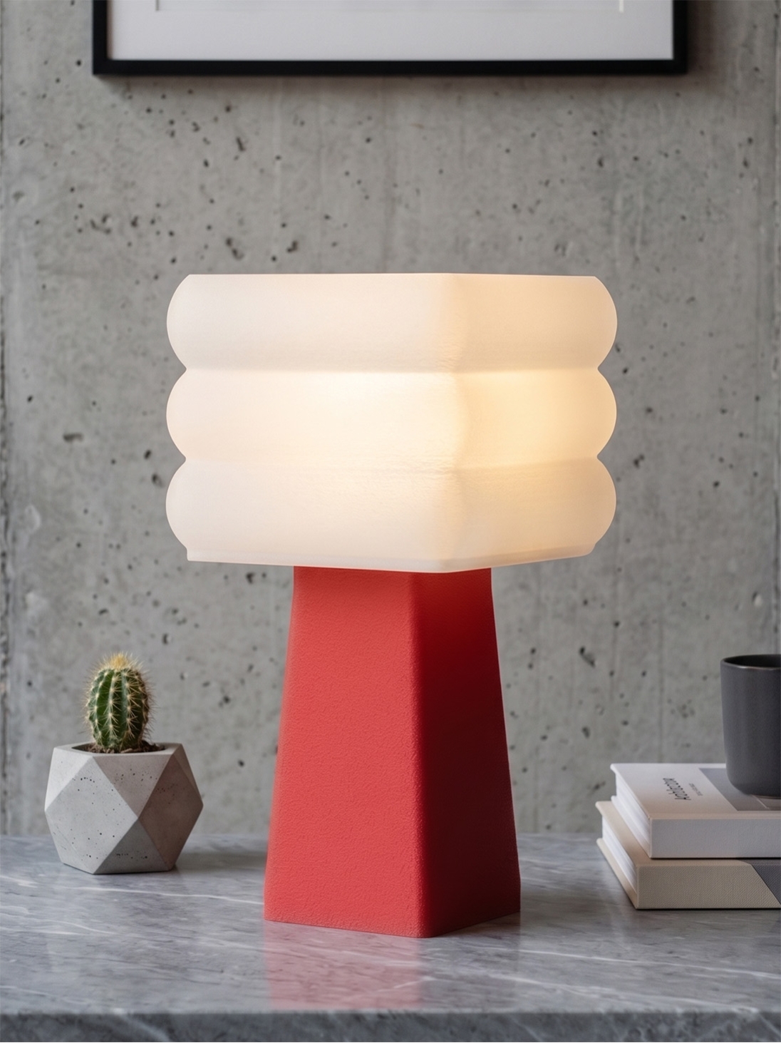 Isabelle – Lampe à poser granit rouge, médium