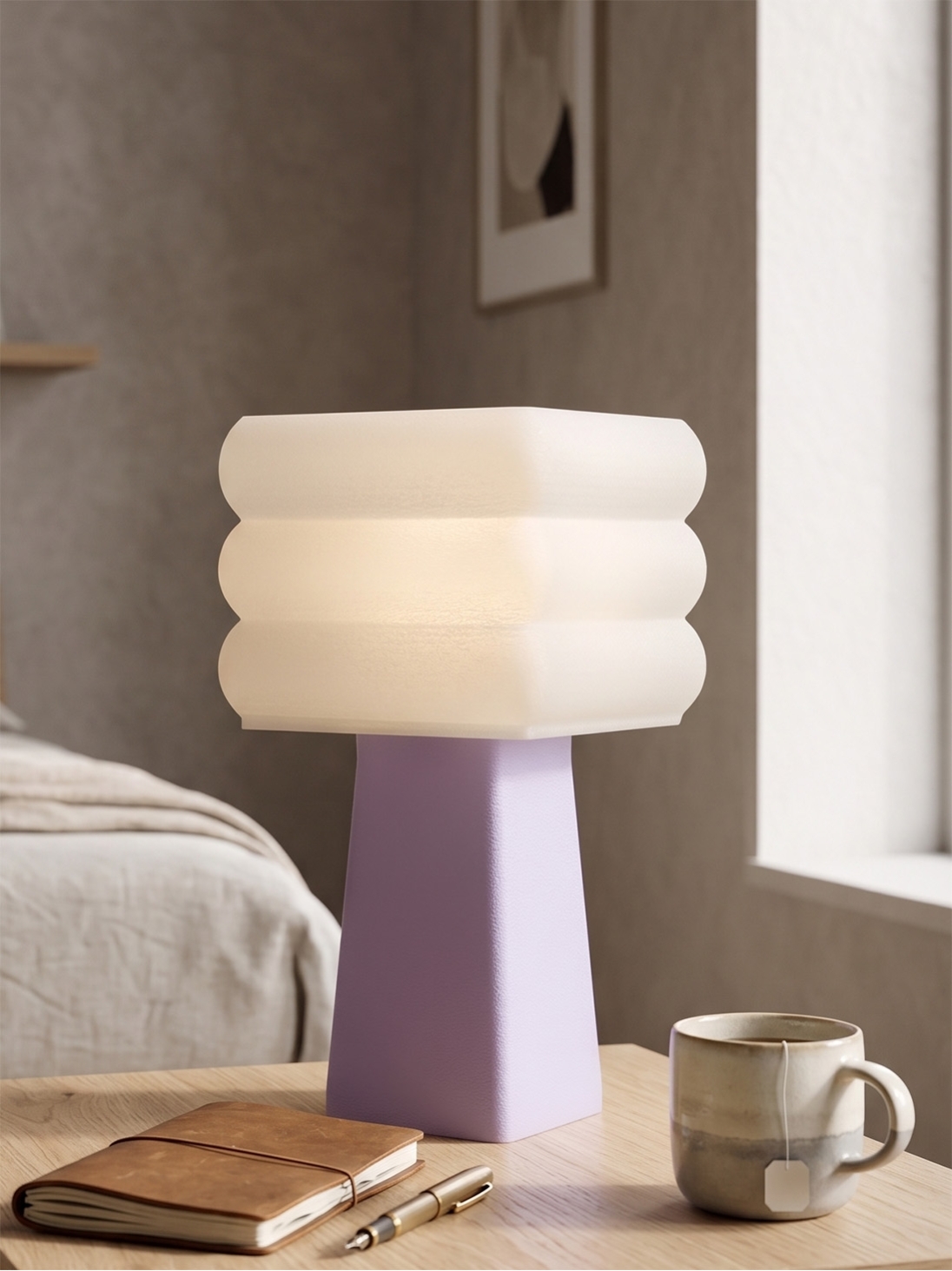 Isabelle – Lampe à poser pastel lilas, médium