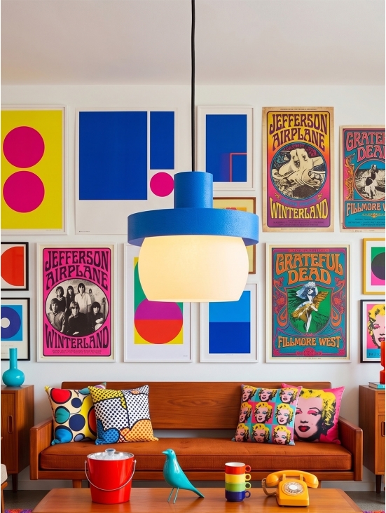 Clemence – suspension design pop bleu, médium